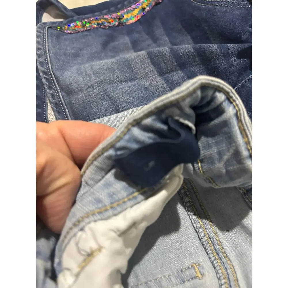 Members Mark 7/8 cotton spandex stretch blue denim jean shorts euc comfortable